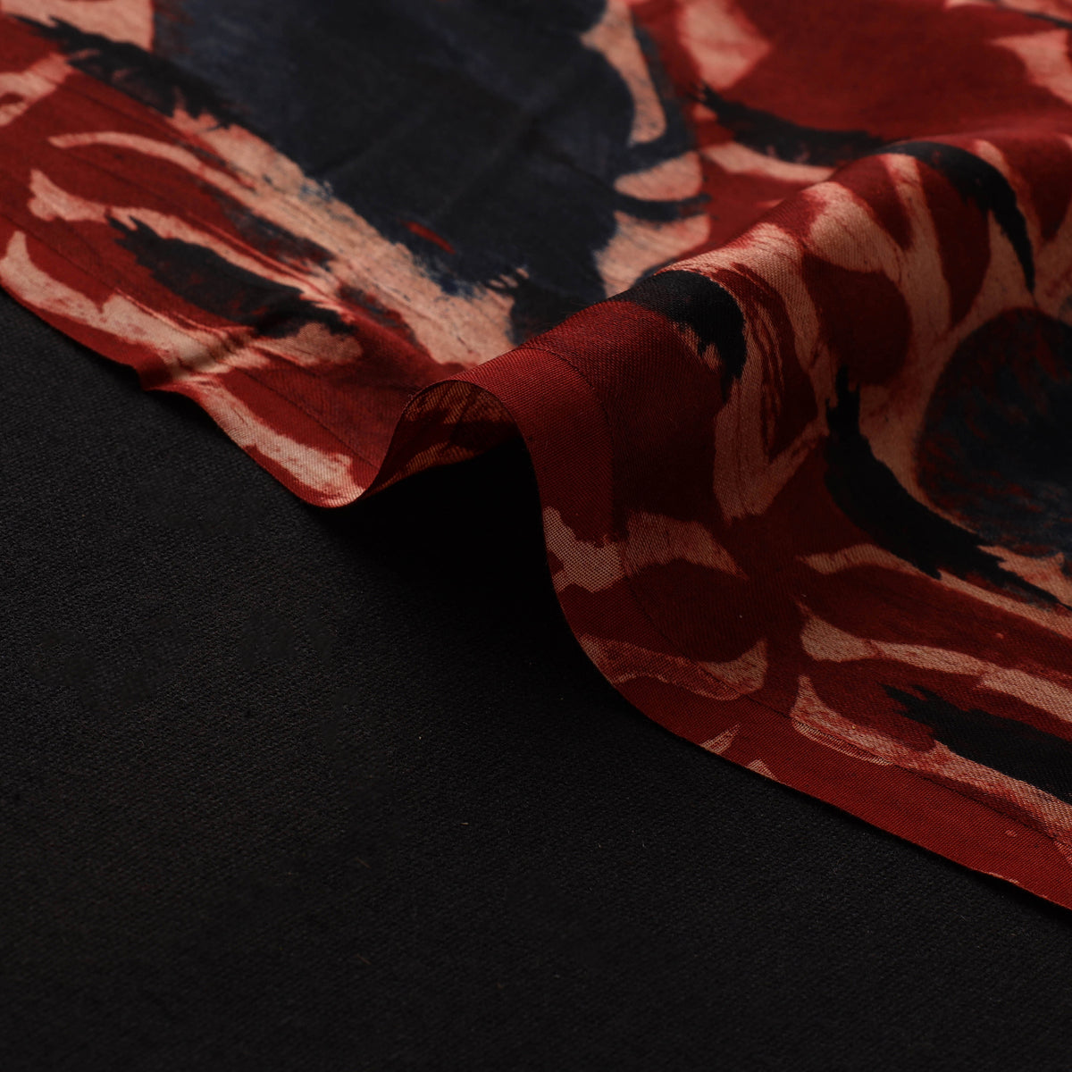 Red - Ajrakh Hand Block Print Natural Dyed Modal Silk Fabric 62
