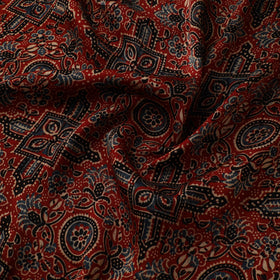 Red - Ajrakh Hand Block Print Natural Dyed Modal Silk Fabric 63