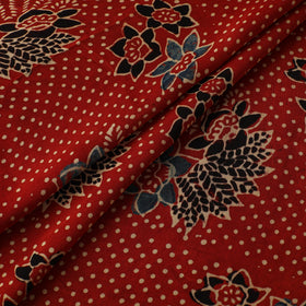 Red - Ajrakh Hand Block Print Natural Dyed Modal Silk Fabric 64