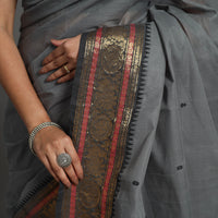 Grey Kanchipuram Cotton Saree with Buti & Thread Border 40