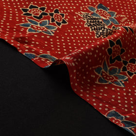Red - Ajrakh Hand Block Print Natural Dyed Modal Silk Fabric 64