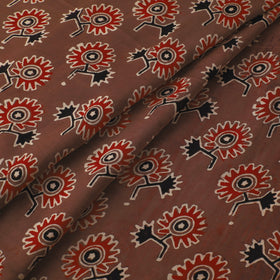 Brown - Ajrakh Hand Block Print Natural Dyed Modal Silk Fabric 65