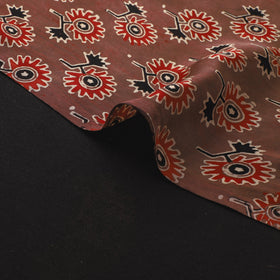 Brown - Ajrakh Hand Block Print Natural Dyed Modal Silk Fabric 65