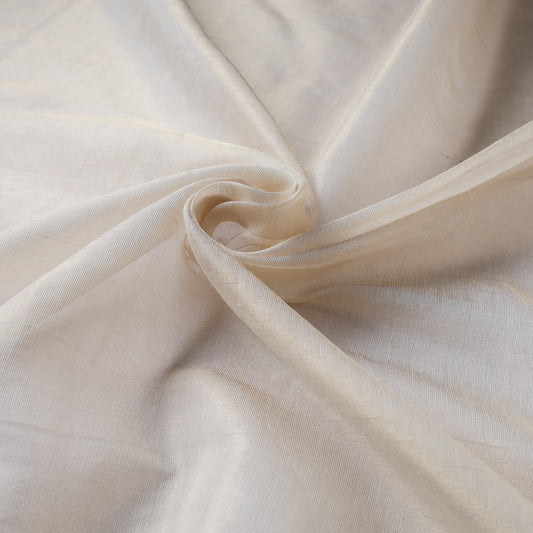 Beige - Traditional Chanderi Silk Handloom Tissue Zari Fabric