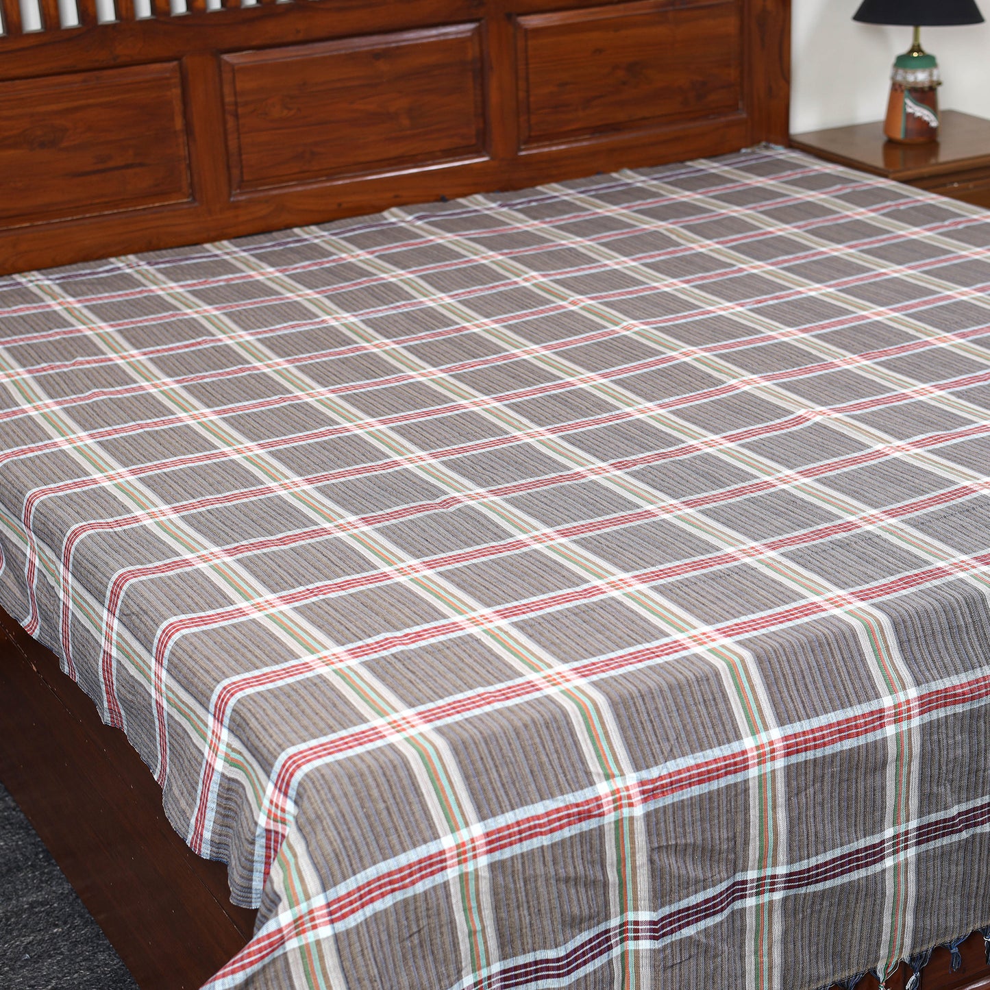  Brown Pure Handloom Double Cotton Bed Sheet