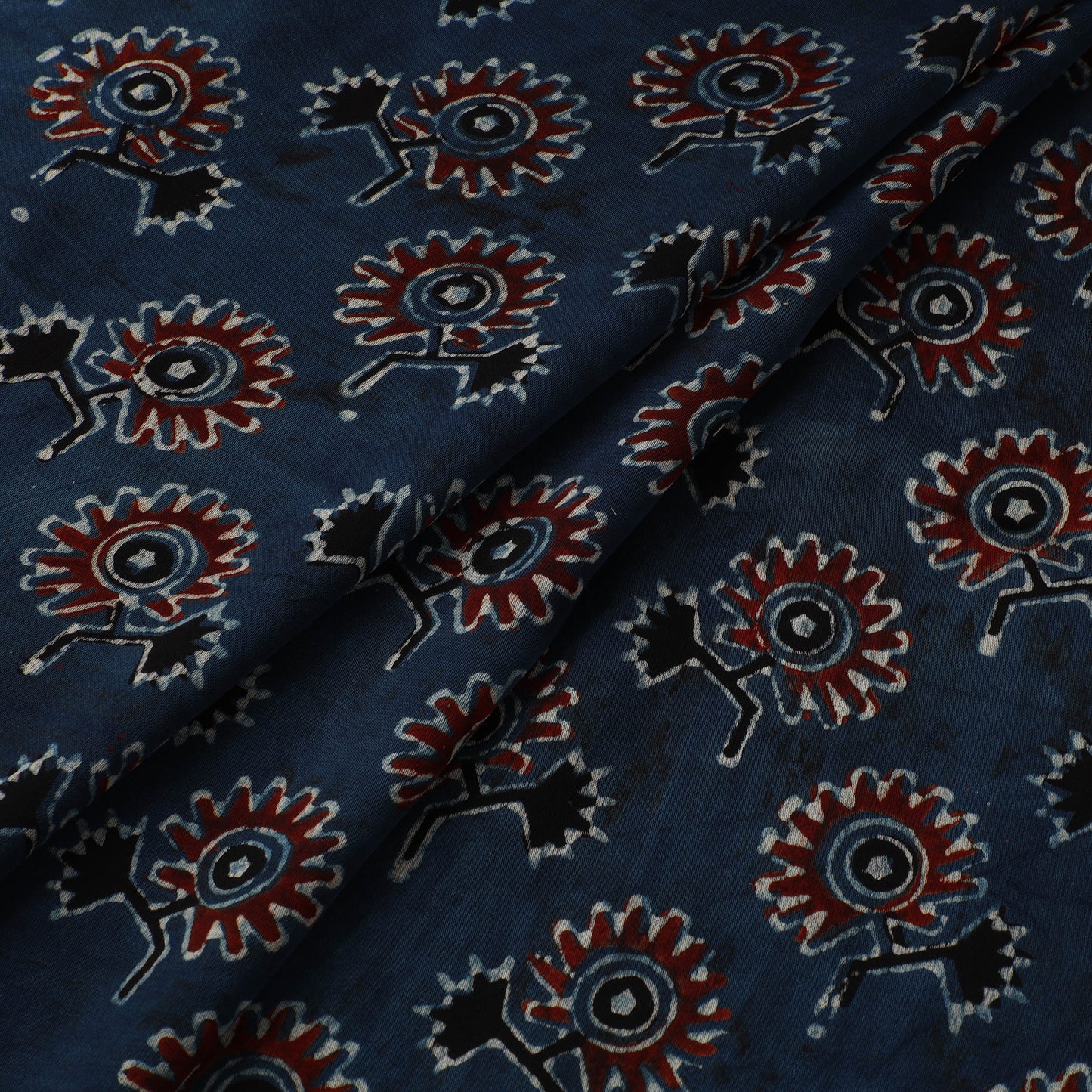 Ajrakh Hand Block Print Natural Dyed Modal Silk Fabric 66