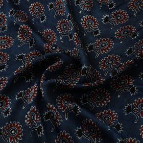 Ajrakh Hand Block Print Natural Dyed Modal Silk Fabric 66