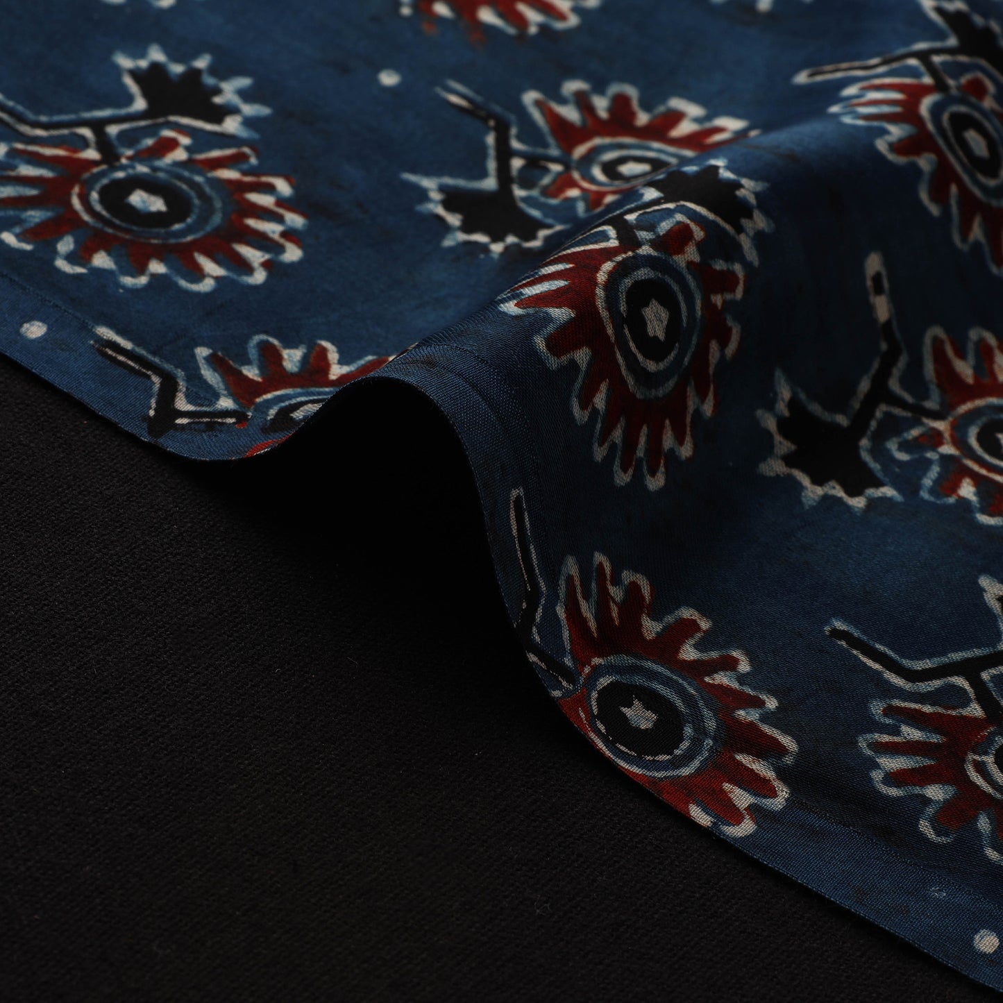 Ajrakh Hand Block Print Natural Dyed Modal Silk Fabric 66