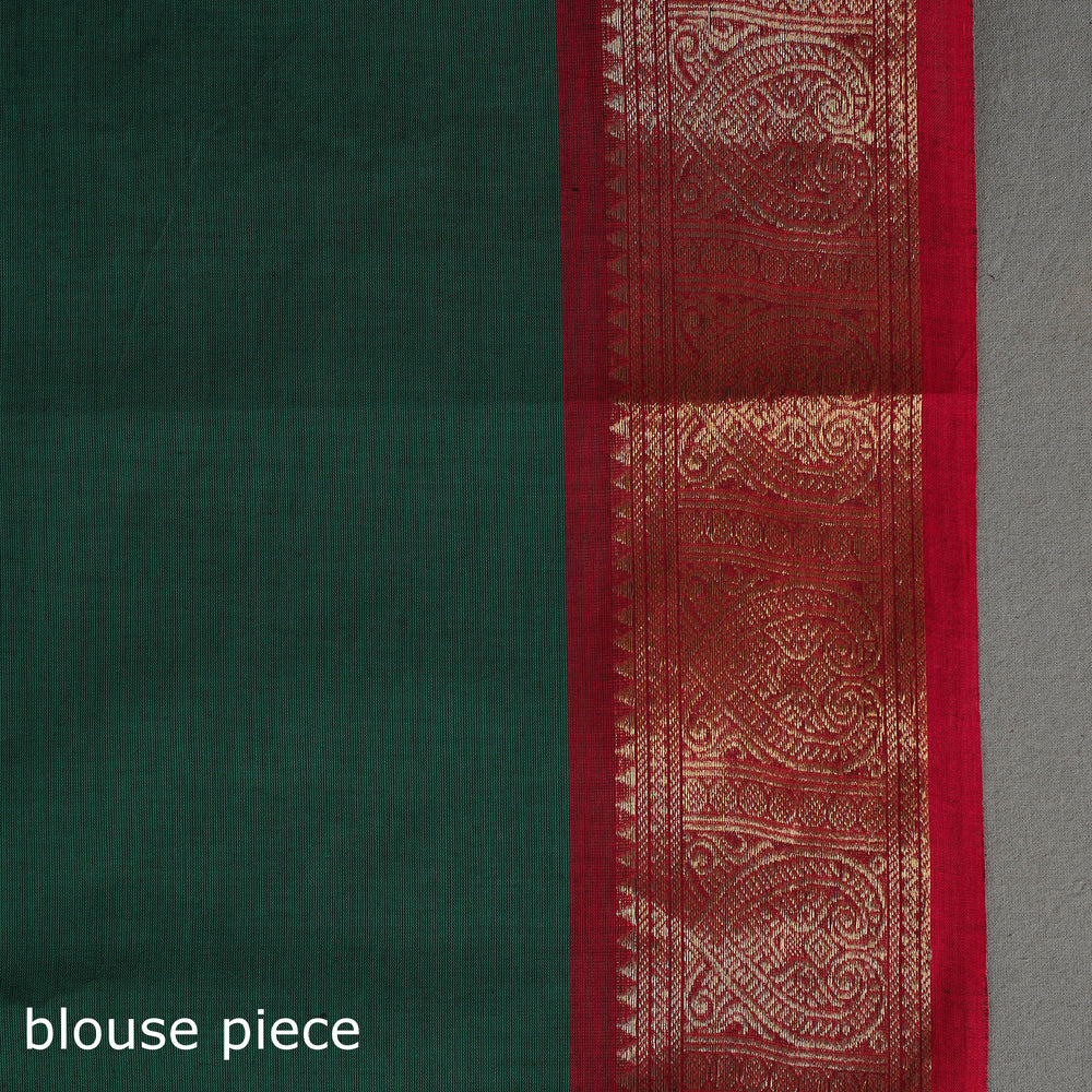 Green - Kanchipuram Cotton Saree with Buti & Thread Border 41