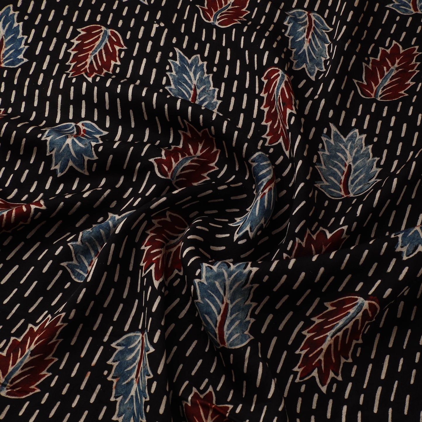 Ajrakh Hand Block Print Natural Dyed Modal Silk Fabric 67
