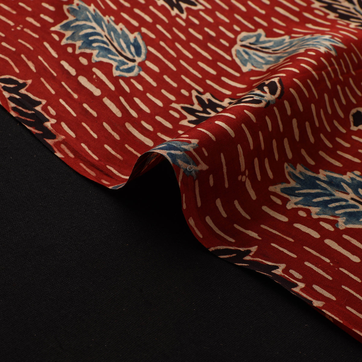 Red - Ajrakh Hand Block Print Natural Dyed Modal Silk Fabric 68
