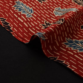 Red - Ajrakh Hand Block Print Natural Dyed Modal Silk Fabric 68