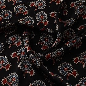 Black - Ajrakh Hand Block Print Natural Dyed Modal Silk Fabric 69