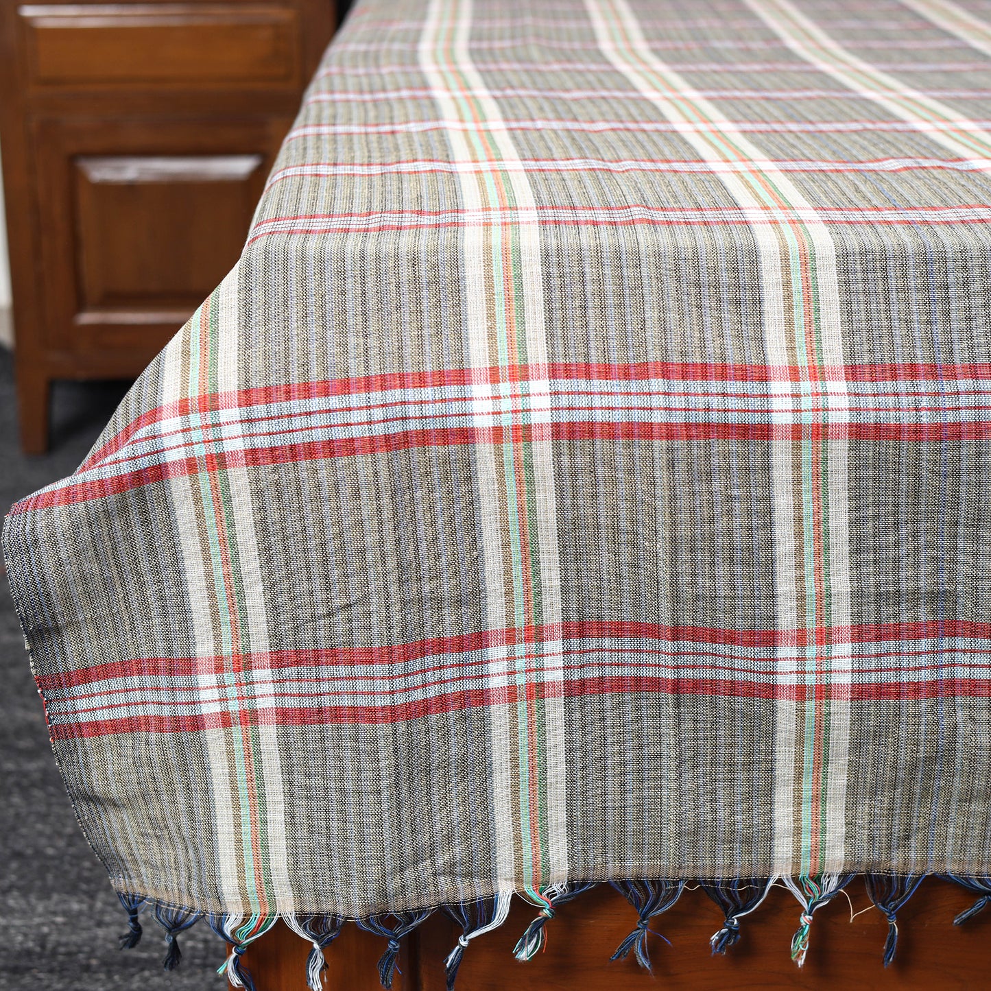 Buy Grey Pure Handloom Double Cotton Bed Sheet