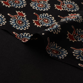 Black - Ajrakh Hand Block Print Natural Dyed Modal Silk Fabric 69