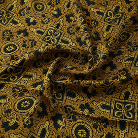 Yellow - Ajrakh Hand Block Print Natural Dyed Modal Silk Fabric 71