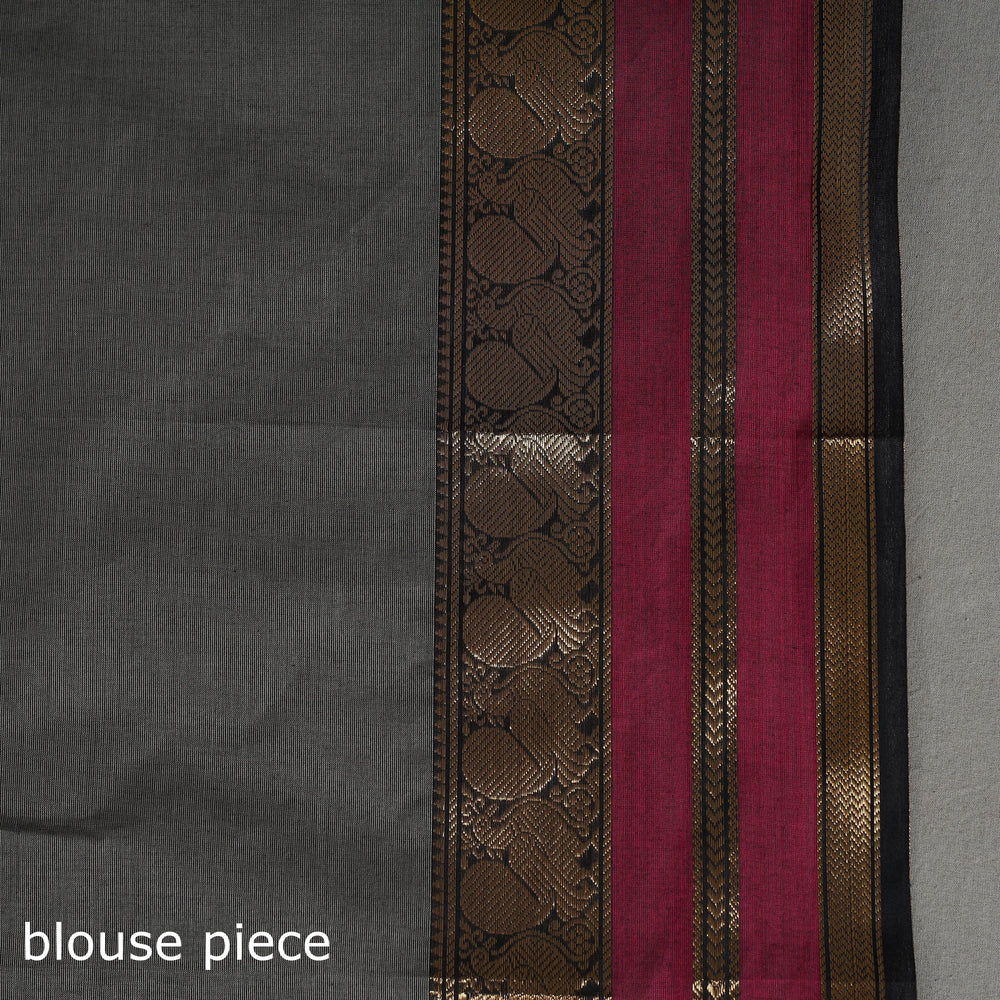 Grey - Kanchipuram Cotton Saree with Buti & Thread Border 43