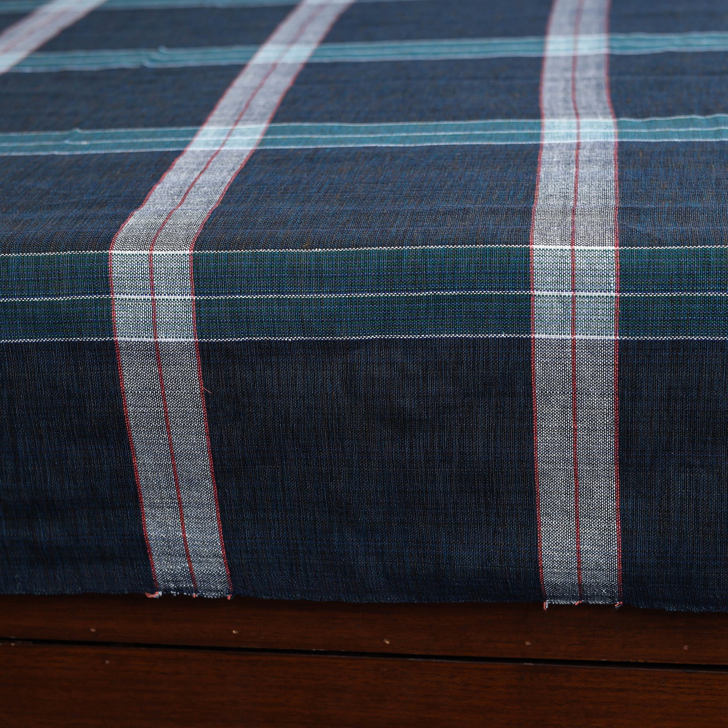 Buy Blue Pure Handloom Double Cotton Bed Sheet 