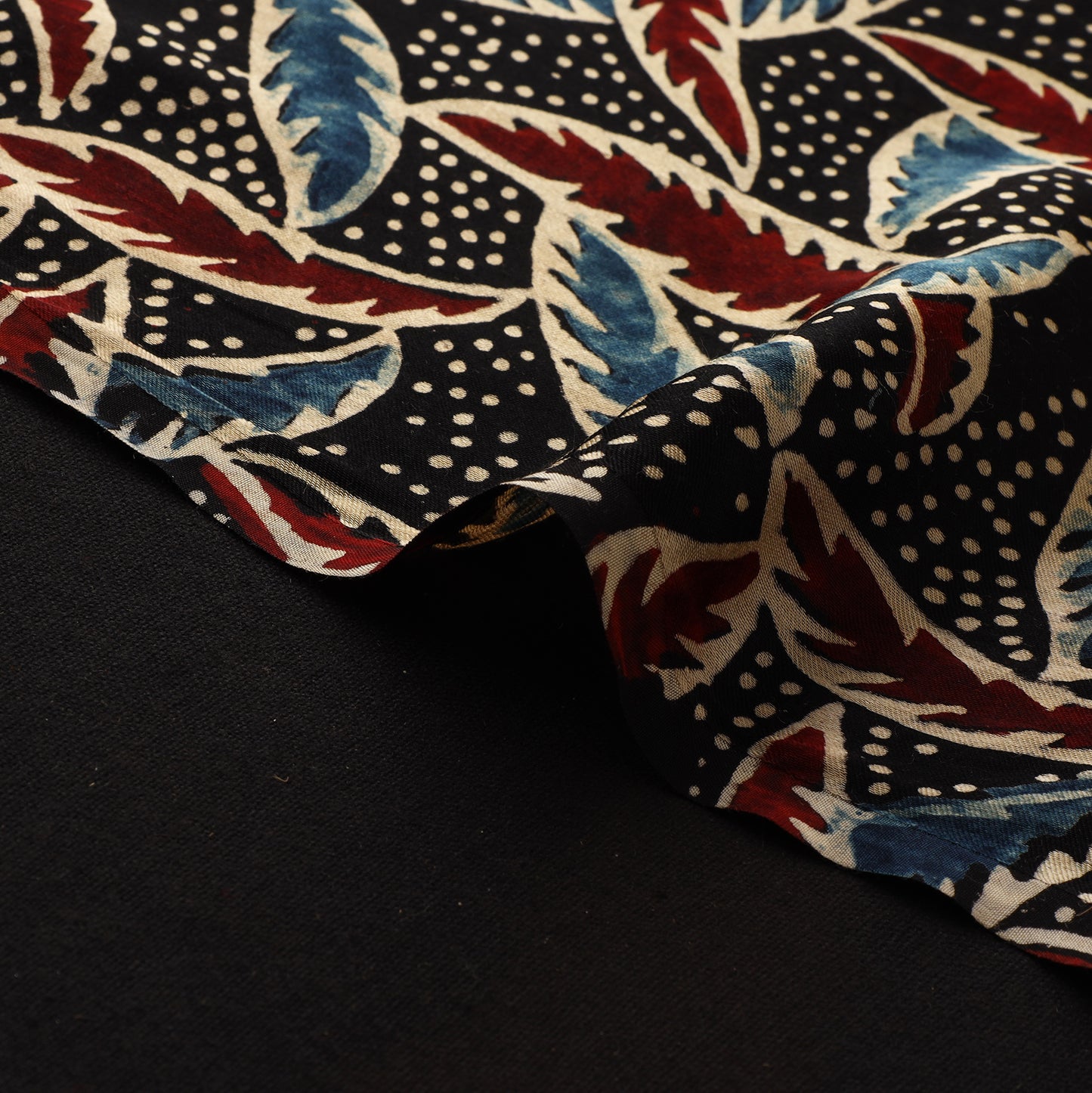Ajrakh Hand Block Print Natural Dyed Modal Silk Fabric 72