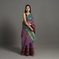 Purple - Kanchipuram Cotton Saree with Buti & Thread Border 44