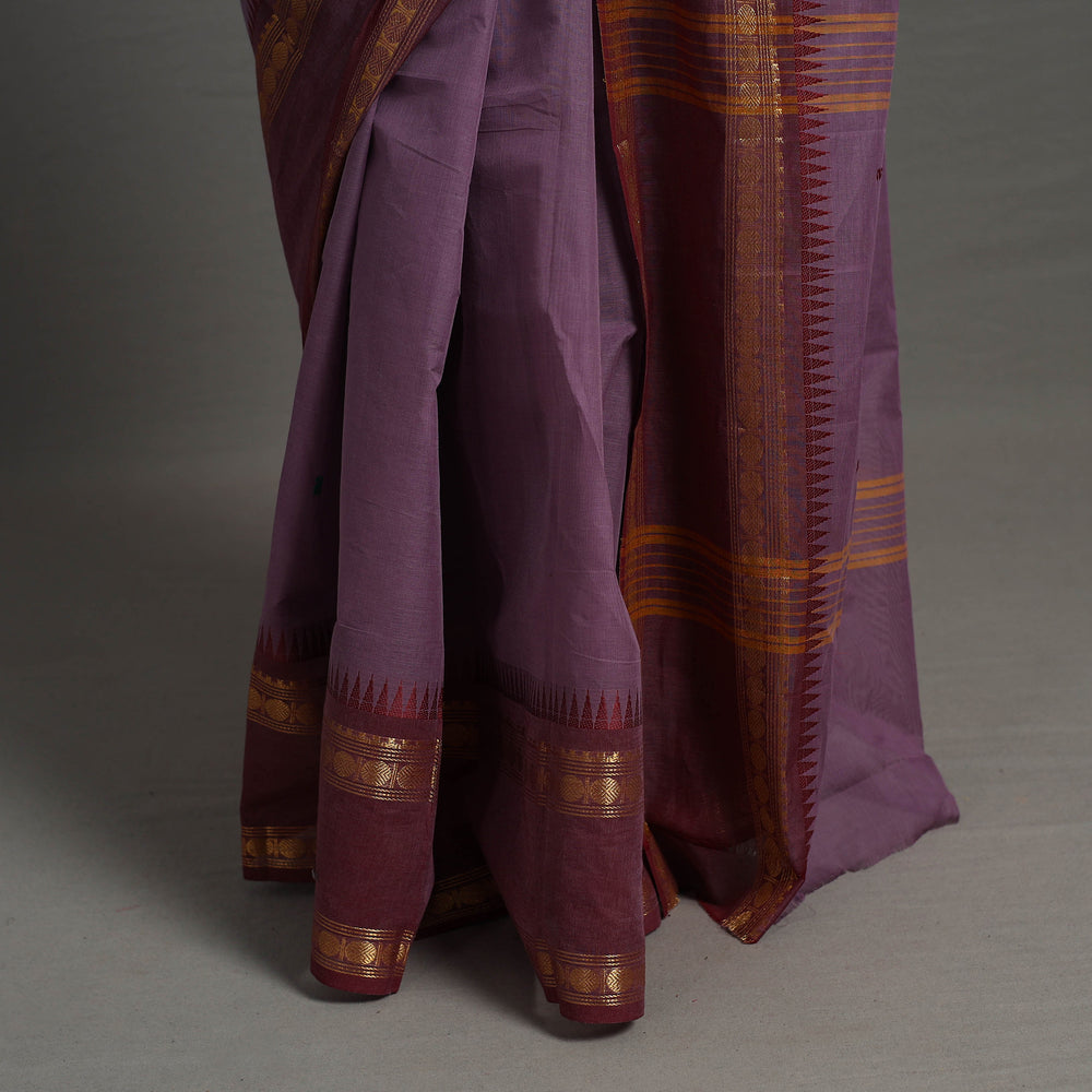 Purple - Kanchipuram Cotton Saree with Buti & Thread Border 44