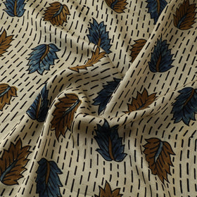 Beige - Ajrakh Hand Block Print Natural Dyed Modal Silk Fabric 74