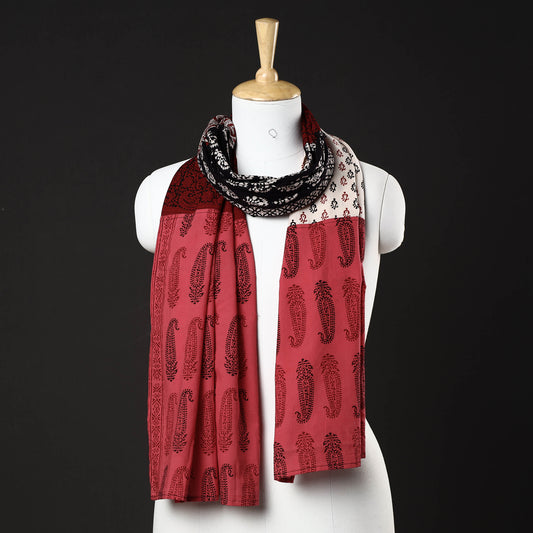 Multicolor - Bagh Hand Block Printed Patchwork Cotton Stole
