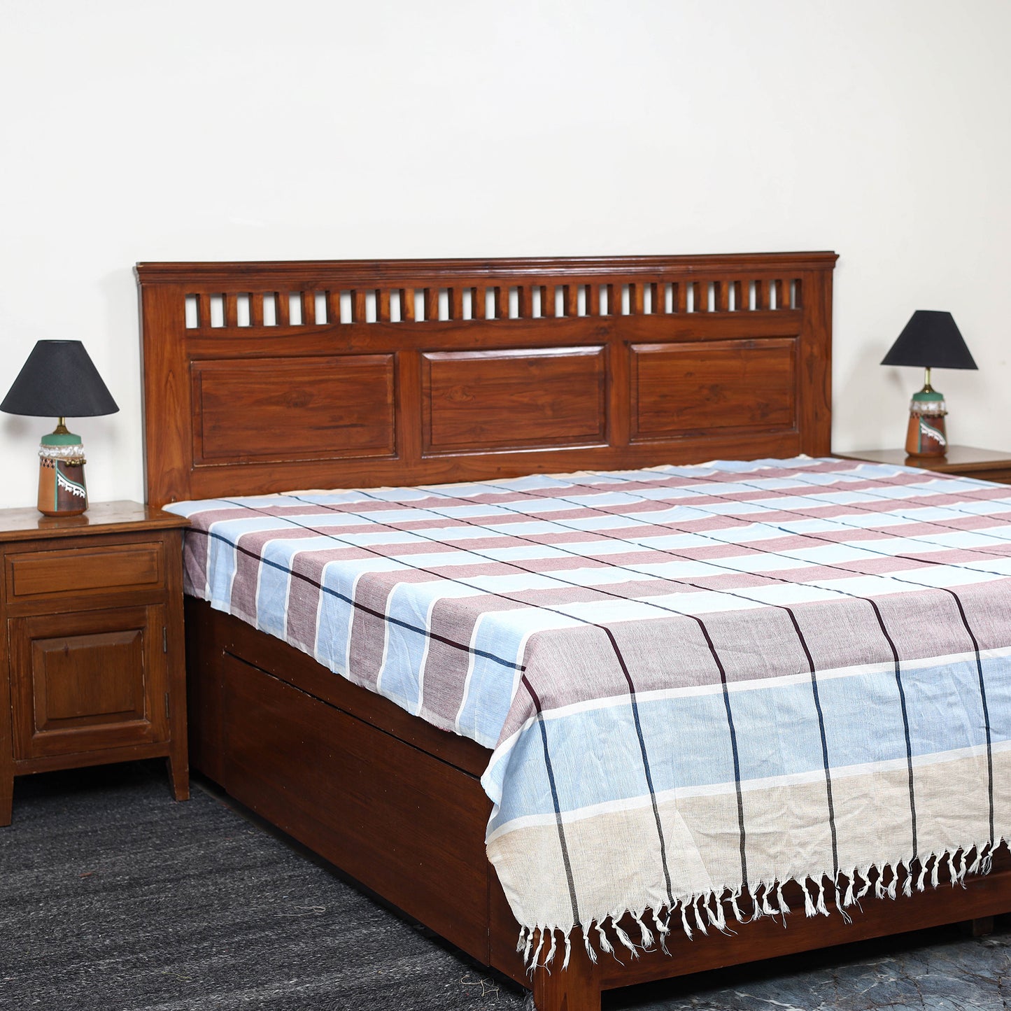 Buy Multicolor Pure Handloom Double Cotton Bed Sheet