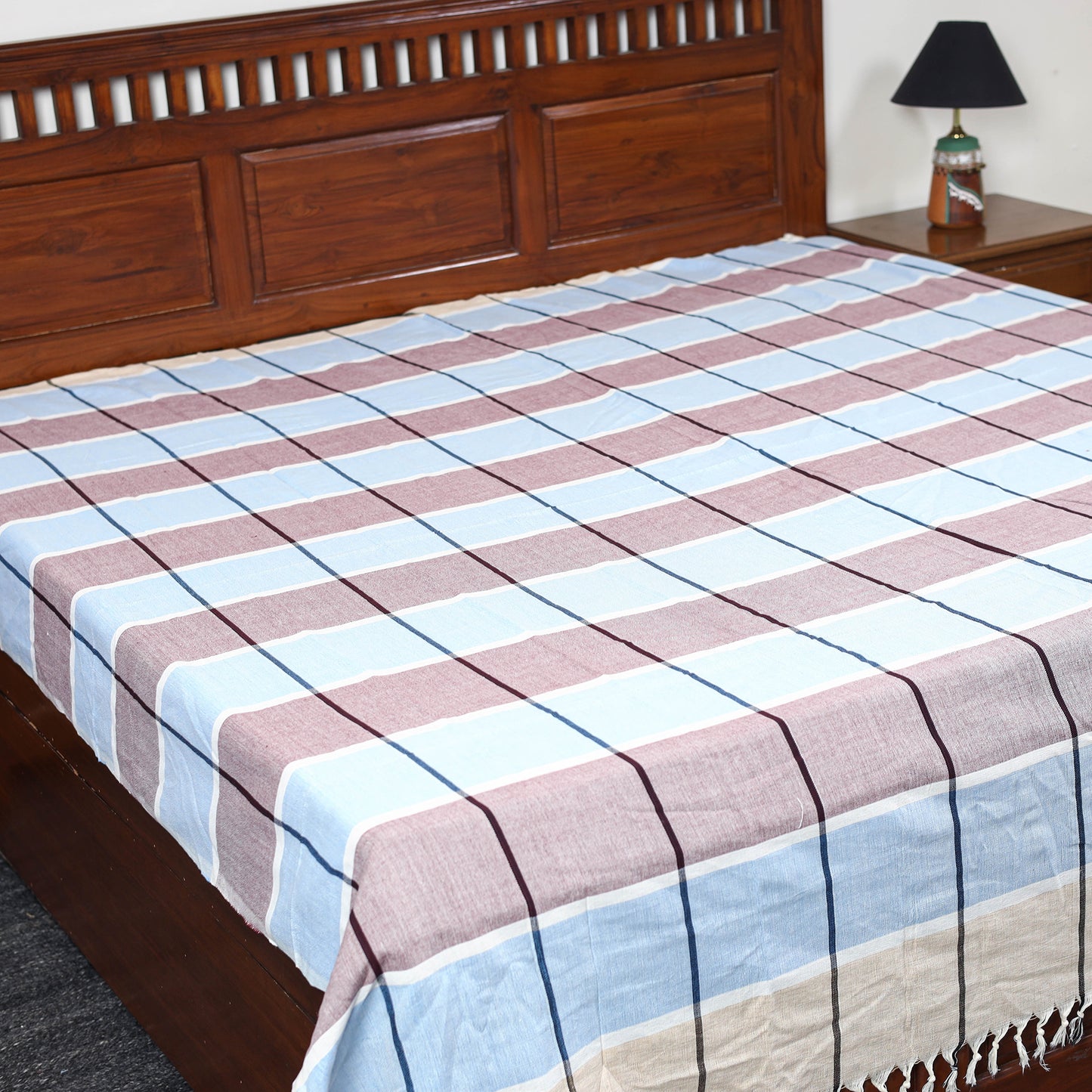 Buy Multicolor Pure Handloom Double Cotton Bed Sheet