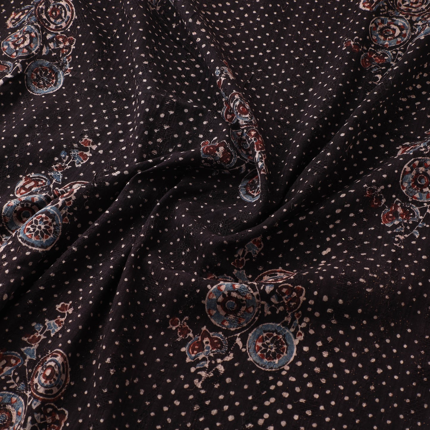 Hakoba Hand Block Ajrakh Print Natural Dyed Cotton Fabric 103
