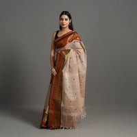 Brown - Kanchipuram Cotton Saree with Buti & Thread Border 47