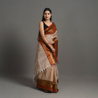 Brown - Kanchipuram Cotton Saree with Buti & Thread Border 47