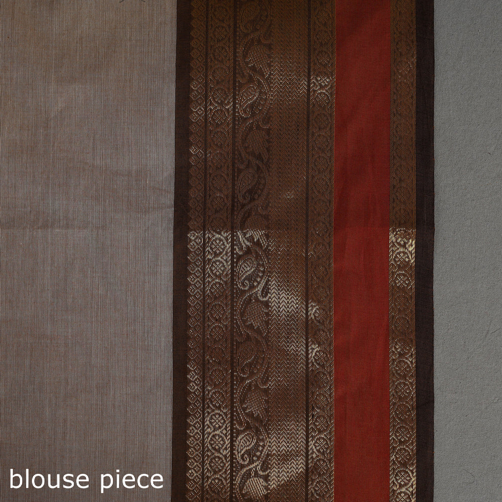 Brown - Kanchipuram Cotton Saree with Buti & Thread Border 47