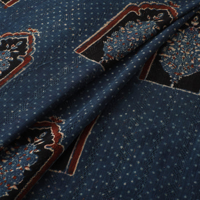 Hakoba Hand Block Ajrakh Print Natural Dyed Cotton Fabric 106