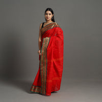 Red - Kanchipuram Cotton Saree with Buti & Thread Border 48