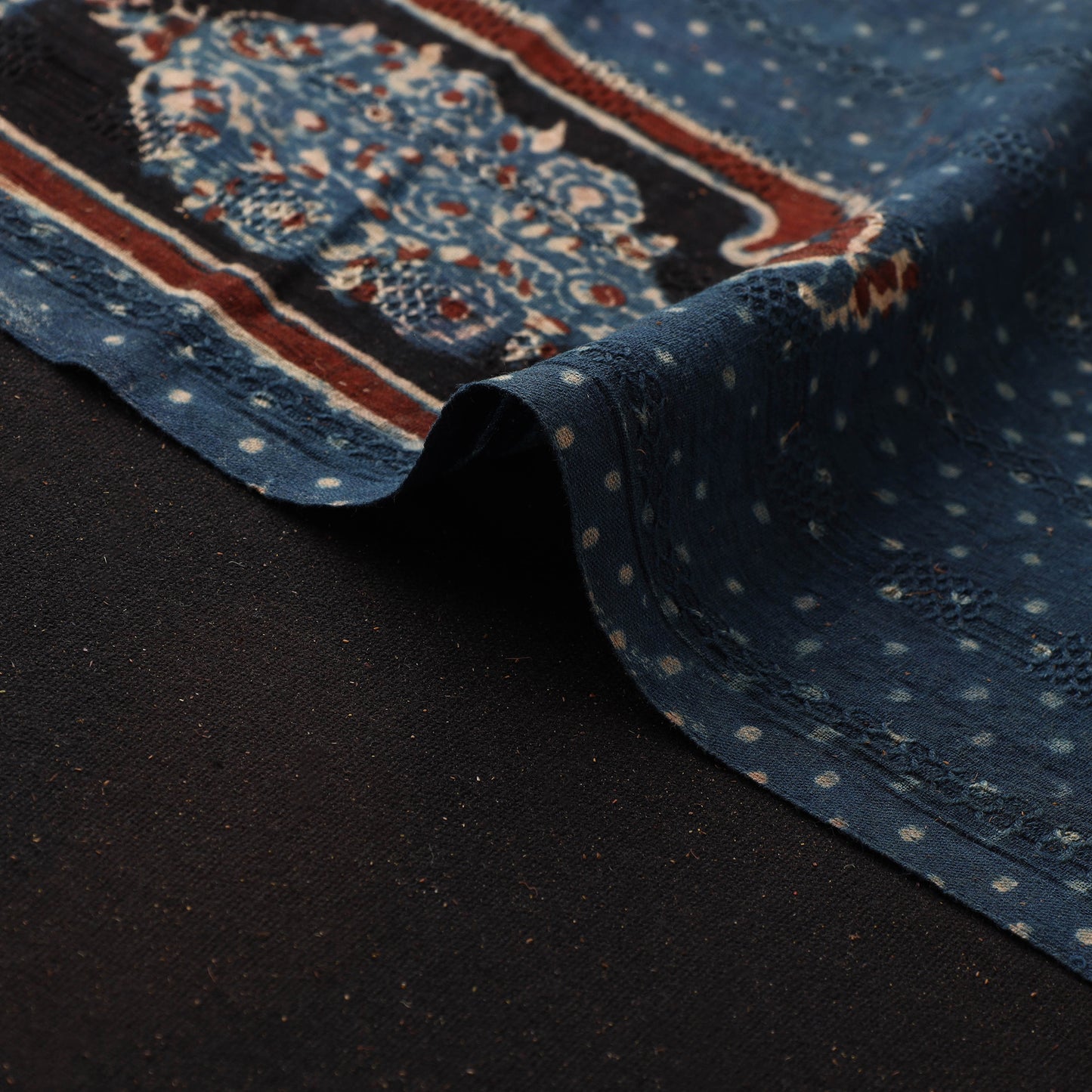 Hakoba Hand Block Ajrakh Print Natural Dyed Cotton Fabric 106