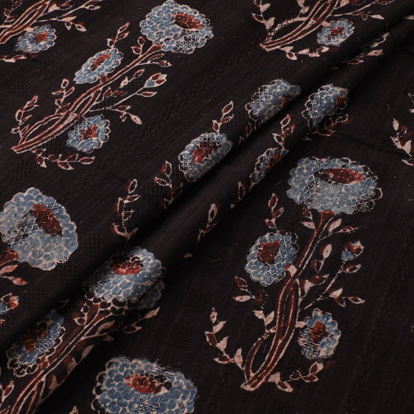 Hakoba Hand Block Ajrakh Print Natural Dyed Cotton Fabric 107