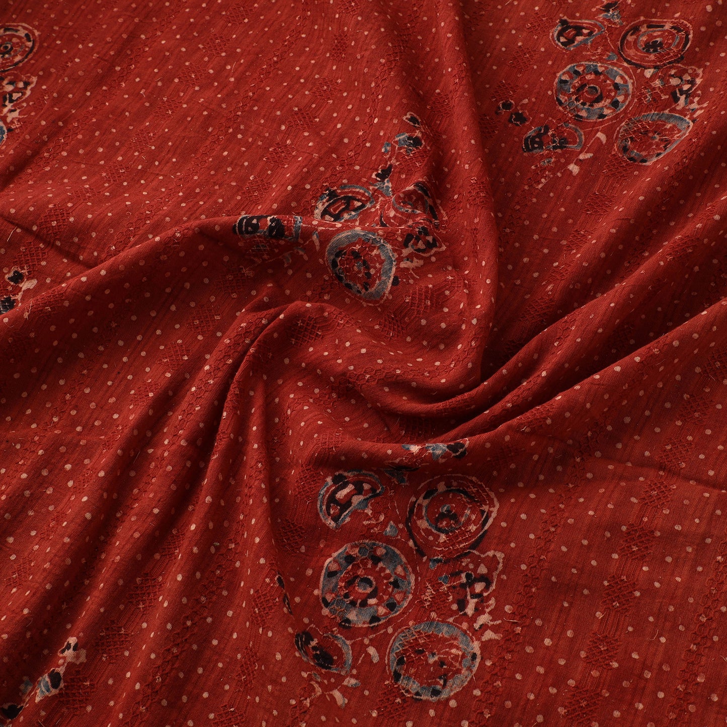 Hakoba Hand Block Ajrakh Print Natural Dyed Cotton Fabric 109