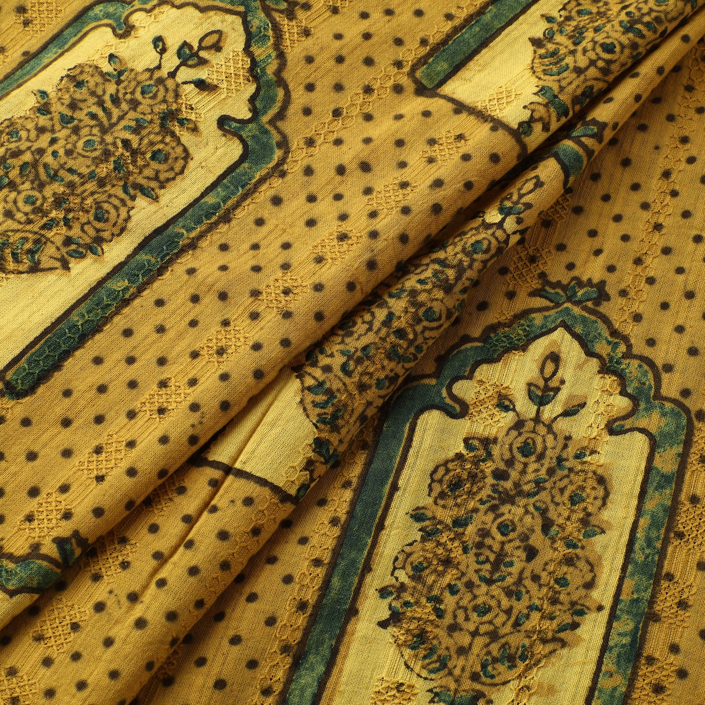 Hakoba Hand Block Ajrakh Print Natural Dyed Cotton Fabric 110