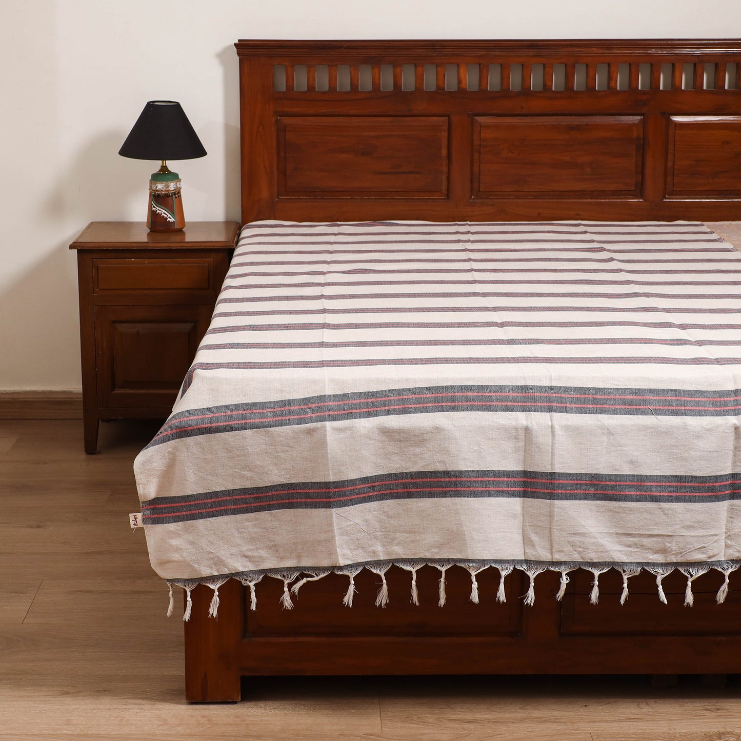 Handloom Cotton Single Bedsheet (90 x 60 in) 244
