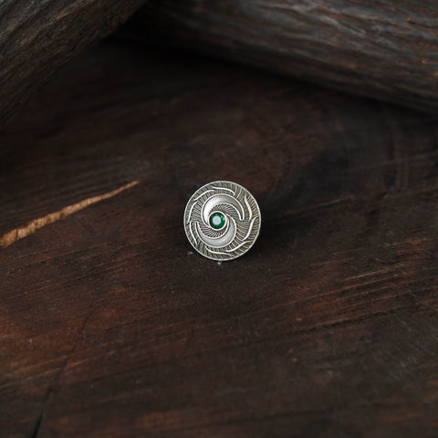 White - antique silver finish oxidised stone work ring 88