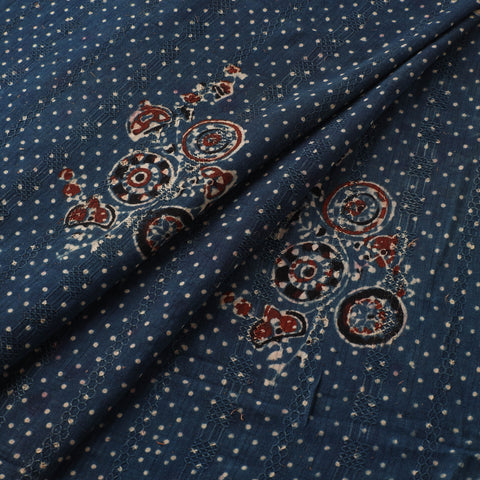 Hakoba Hand Block Ajrakh Print Natural Dyed Cotton Fabric 112
