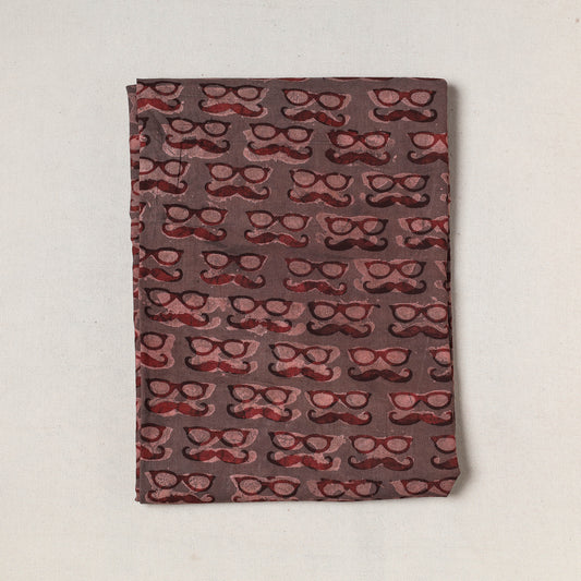 Brown - Bindaas Art Block Printed Cotton Precut Fabric (1.5 meter)