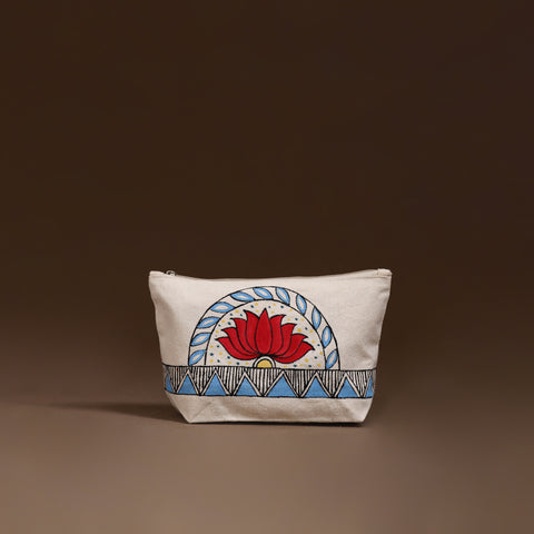 Beige - Madhubani Handpainted Utility Pouch 10