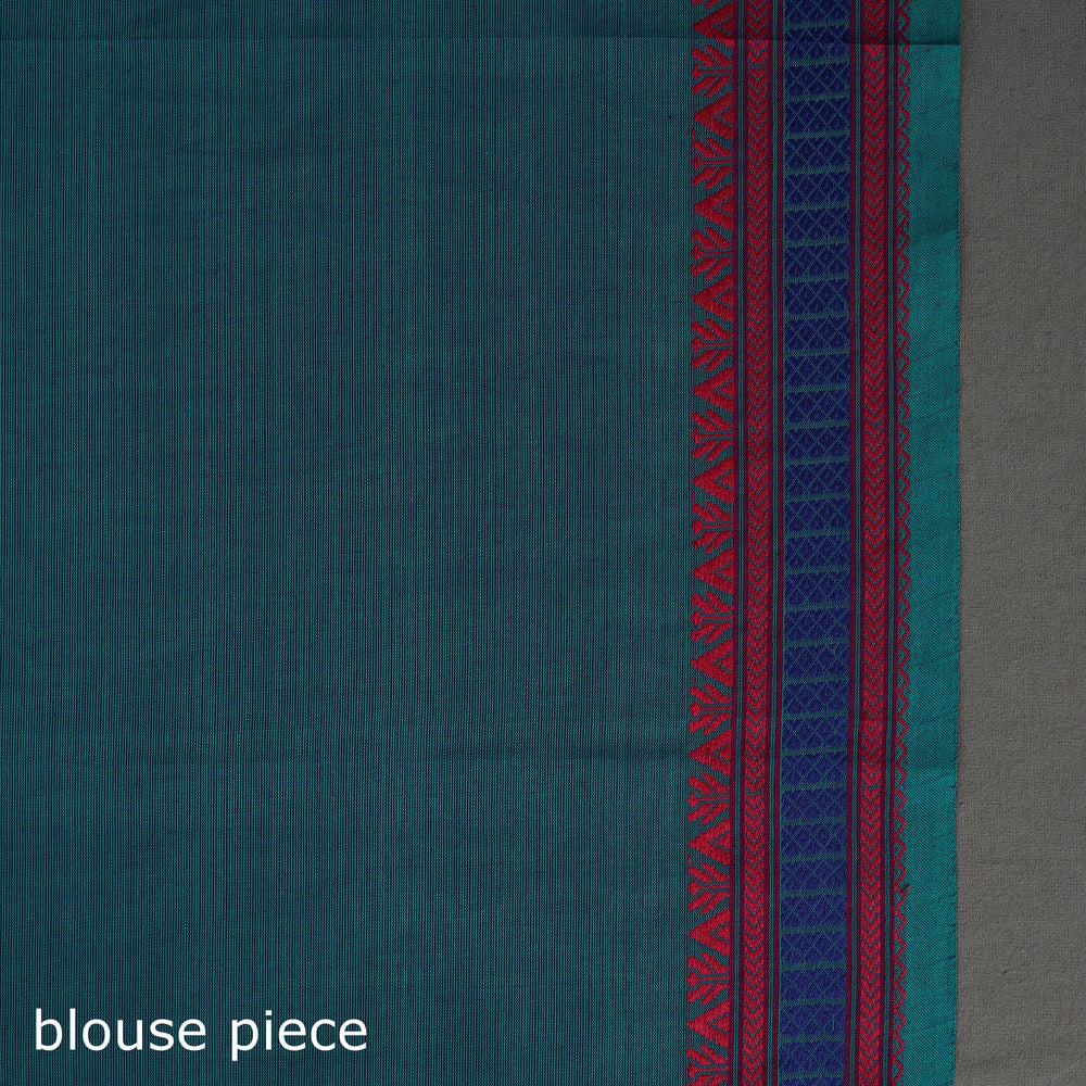 Blue - Kanchipuram Cotton Saree with Zig Zag Stripes 52