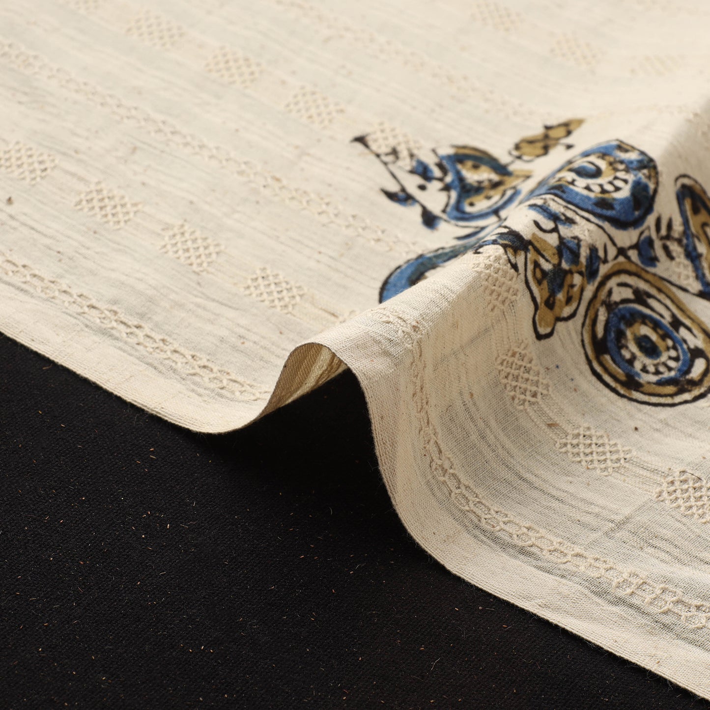 Hakoba Hand Block Ajrakh Print Natural Dyed Cotton Fabric 113