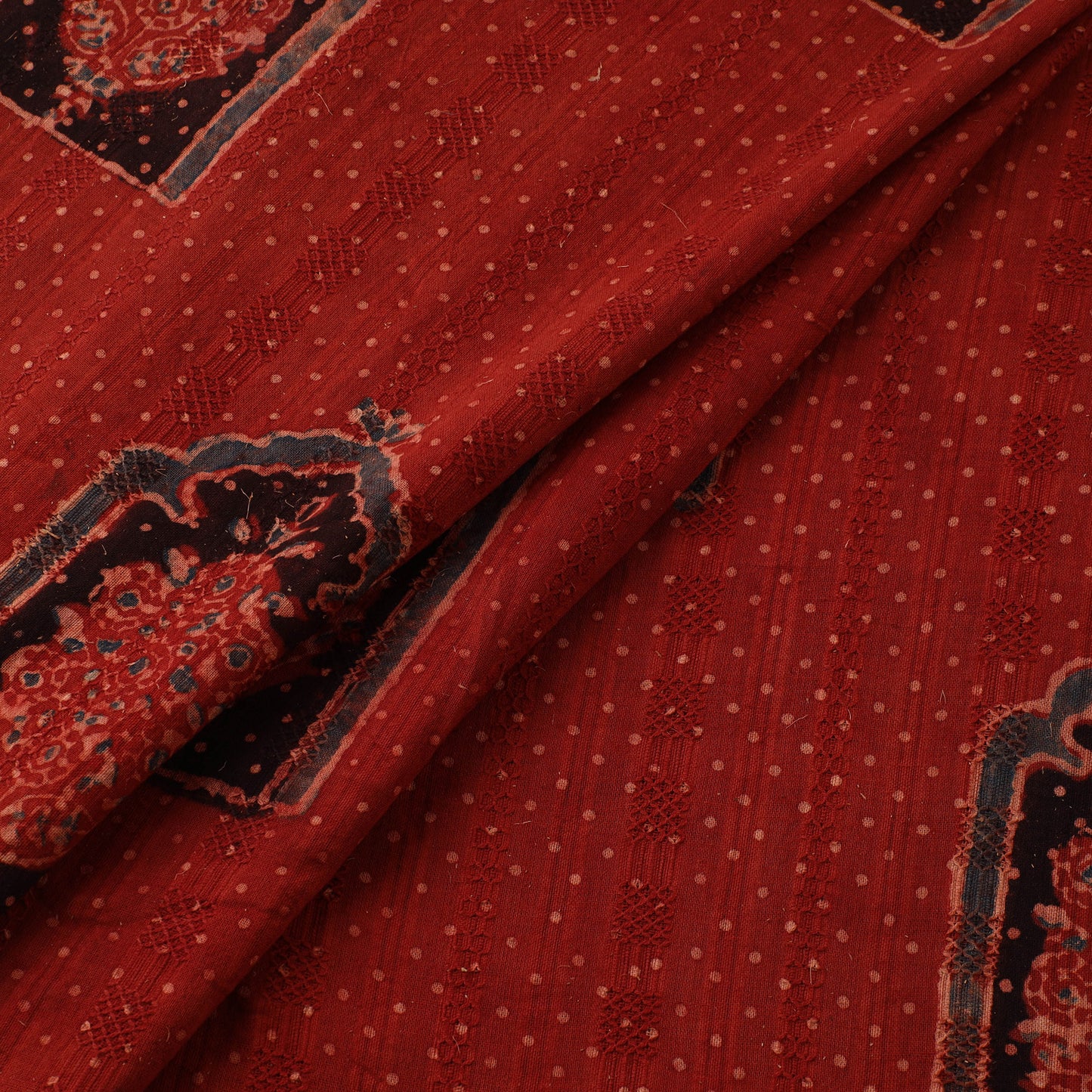 Hakoba Hand Block Ajrakh Print Natural Dyed Cotton Fabric 114