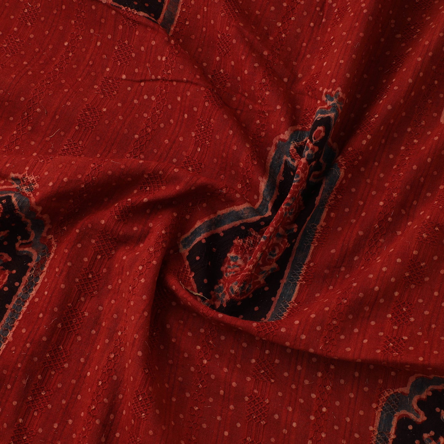 Hakoba Hand Block Ajrakh Print Natural Dyed Cotton Fabric 114