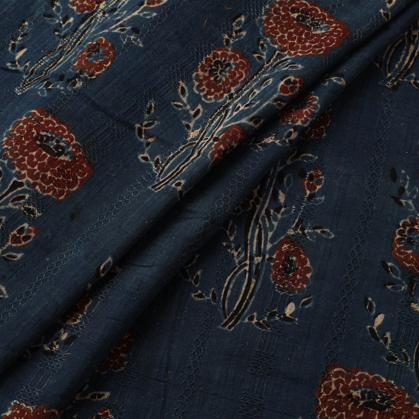 Hakoba Hand Block Ajrakh Print Natural Dyed Cotton Fabric 115