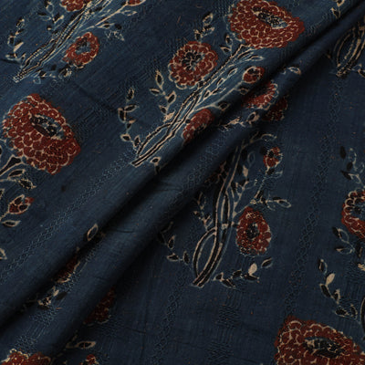 Hakoba Hand Block Ajrakh Print Natural Dyed Cotton Fabric 115